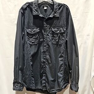 Bar 3, button up, shirt, dark grey, Long sleeve, snap cuff, 7 snaps,  Sz XXL